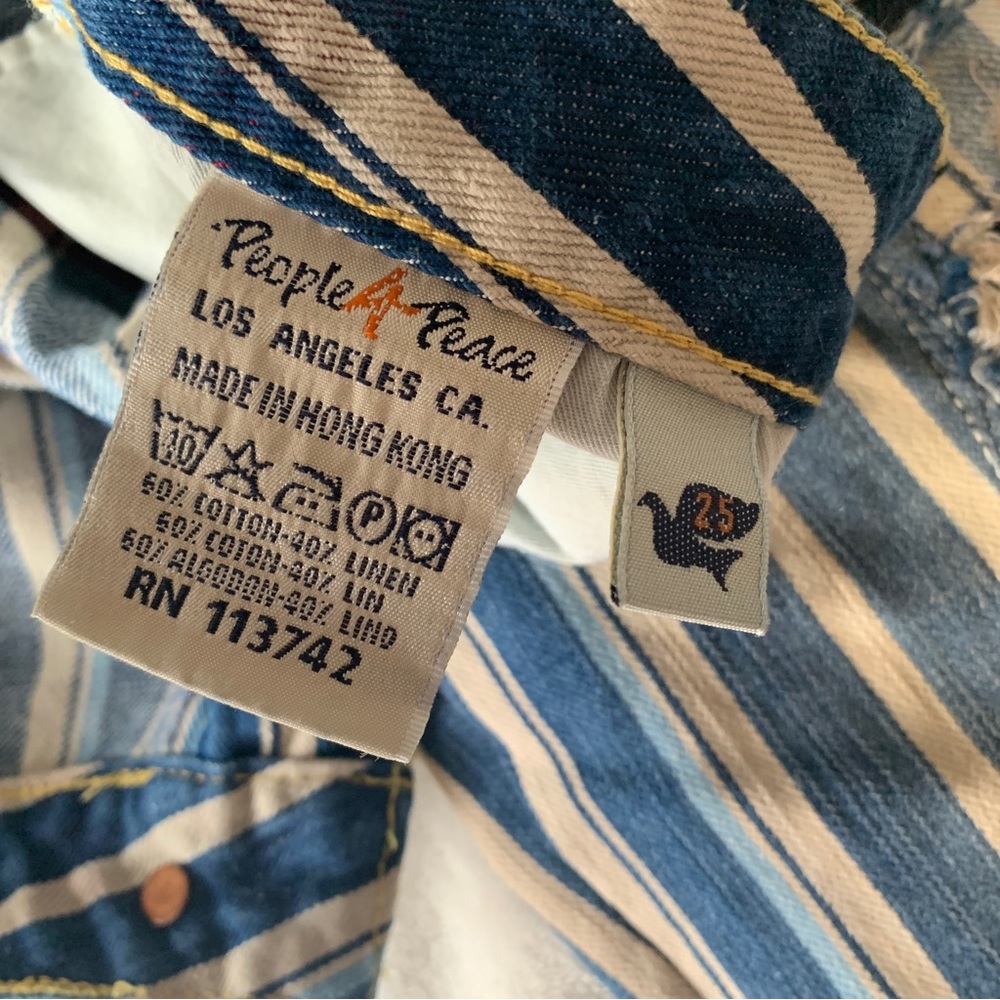Blue Striped Embroidered Flare Jeans - Women - Picture 9 of 10